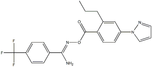 O1-[2-propyl-4-(1H-pyrazol-1-yl)benzoyl]-4-(trifluoromethyl)benzene-1-carbohydroximamide Struktur