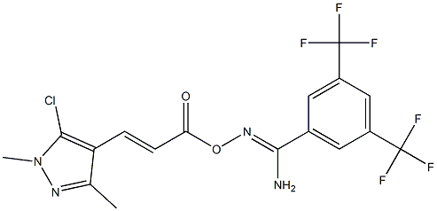 O1-[3-(5-chloro-1,3-dimethyl-1H-pyrazol-4-yl)acryloyl]-3,5-di(trifluoromethyl)benzene-1-carbohydroximamide Struktur