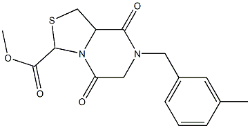 methyl 7-(3-methylbenzyl)-5,8-dioxohexahydro[1,3]thiazolo[3,4-a]pyrazine-3-carboxylate Struktur