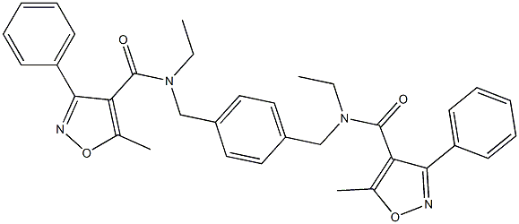 N4-ethyl-N4-[4-({ethyl[(5-methyl-3-phenylisoxazol-4-yl)carbonyl]amino}methyl)benzyl]-5-methyl-3-phenylisoxazole-4-carboxamide Struktur