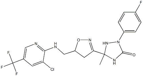 5-[5-({[3-chloro-5-(trifluoromethyl)-2-pyridinyl]amino}methyl)-4,5-dihydro-3-isoxazolyl]-2-(4-fluorophenyl)-5-methyl-1,2,4-triazolan-3-one Struktur