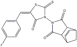 4-{5-[(4-fluorophenyl)methylene]-4-oxo-2-thioxo-1,3-thiazolan-3-yl}-4-azatricyclo[5.2.1.0~2,6~]dec-8-ene-3,5-dione Struktur