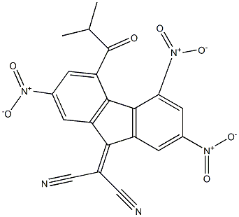 2-(4-isobutyryl-2,5,7-trinitro-9H-fluoren-9-yliden)malononitrile Struktur