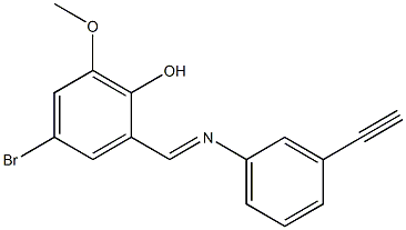 4-bromo-2-{[(3-eth-1-ynylphenyl)imino]methyl}-6-methoxyphenol Struktur