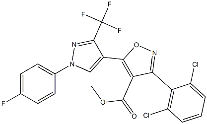 methyl 3-(2,6-dichlorophenyl)-5-[1-(4-fluorophenyl)-3-(trifluoromethyl)-1H-pyrazol-4-yl]-4-isoxazolecarboxylate Struktur