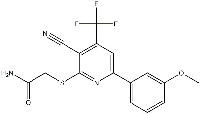 2-{[3-cyano-6-(3-methoxyphenyl)-4-(trifluoromethyl)-2-pyridinyl]sulfanyl}acetamide Struktur