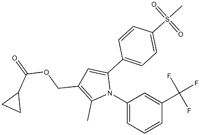 {2-methyl-5-[4-(methylsulfonyl)phenyl]-1-[3-(trifluoromethyl)phenyl]-1H-pyrrol-3-yl}methyl cyclopropanecarboxylate Struktur