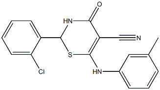 2-(2-chlorophenyl)-4-oxo-6-(3-toluidino)-3,4-dihydro-2H-1,3-thiazine-5-carb onitrile Struktur