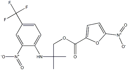 2-methyl-2-[2-nitro-4-(trifluoromethyl)anilino]propyl 5-nitro-2-furoate Struktur