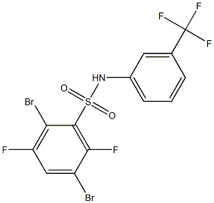 N1-[3-(trifluoromethyl)phenyl]-2,5-dibromo-3,6-difluorobenzene-1-sulfonamide Struktur