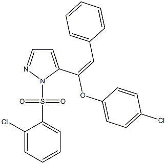 5-[1-(4-chlorophenoxy)-2-phenylvinyl]-1-[(2-chlorophenyl)sulfonyl]-1H-pyrazole Struktur