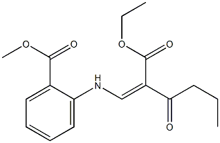 methyl 2-{[2-(ethoxycarbonyl)-3-oxohex-1-enyl]amino}benzoate Struktur