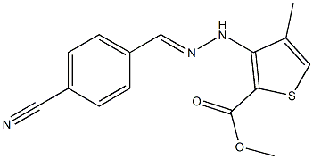 methyl 3-[2-(4-cyanobenzylidene)hydrazino]-4-methylthiophene-2-carboxylate Struktur