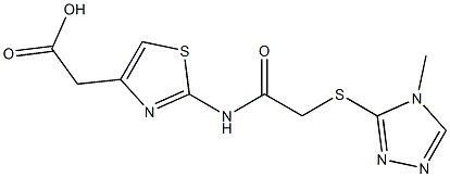 2-[2-({2-[(4-methyl-4H-1,2,4-triazol-3-yl)thio]acetyl}amino)-1,3-thiazol-4-yl]acetic acid Struktur