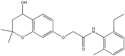 N1-(2-ethyl-6-methylphenyl)-2-[(4-hydroxy-2,2-dimethyl-3,4-dihydro-2H-chromen-7-yl)oxy]acetamide Struktur