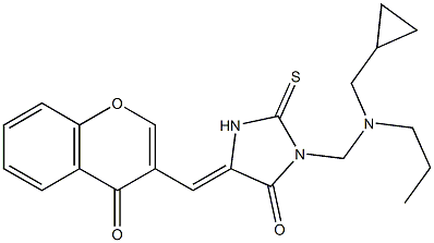 3-{[(cyclopropylmethyl)(propyl)amino]methyl}-5-[(4-oxo-4H-chromen-3-yl)methylene]-2-thioxotetrahydro-4H-imidazol-4-one Struktur