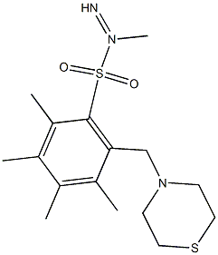 N1-imino(1,4-thiazinan-4-yl)methyl-2,3,4,5,6-pentamethylbenzene-1-sulfonamide Struktur