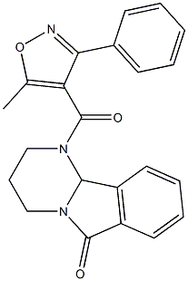 1-[(5-methyl-3-phenylisoxazol-4-yl)carbonyl]-1,2,3,4,6,10b-hexahydropyrimido[2,1-a]isoindol-6-one Struktur