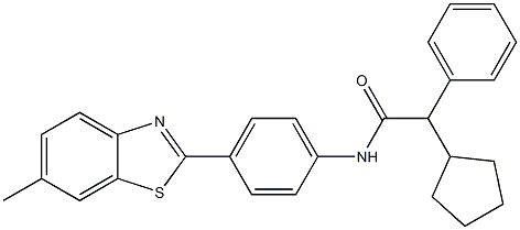 N1-[4-(6-methyl-1,3-benzothiazol-2-yl)phenyl]-2-cyclopentyl-2-phenylacetamide Struktur