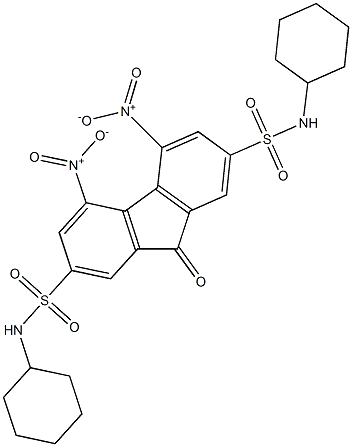 N2,N7-dicyclohexyl-4,5-dinitro-9-oxo-9H-2,7-fluorenedisulfonamide Struktur