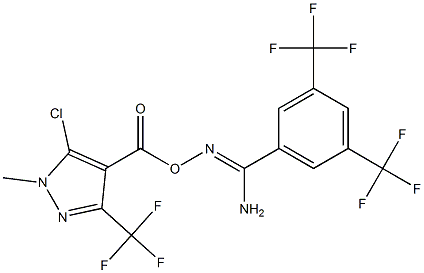 O1-{[5-chloro-1-methyl-3-(trifluoromethyl)-1H-pyrazol-4-yl]carbonyl}-3,5-di(trifluoromethyl)benzene-1-carbohydroximamide Struktur