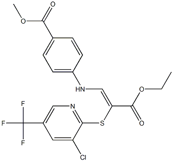 methyl 4-[(2-{[3-chloro-5-(trifluoromethyl)-2-pyridinyl]sulfanyl}-3-ethoxy-3-oxo-1-propenyl)amino]benzenecarboxylate Struktur