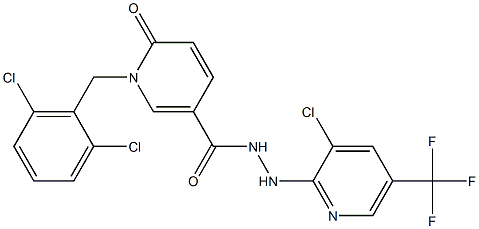 N'-[3-chloro-5-(trifluoromethyl)-2-pyridinyl]-1-(2,6-dichlorobenzyl)-6-oxo-1,6-dihydro-3-pyridinecarbohydrazide Struktur