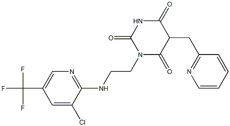 1-(2-{[3-chloro-5-(trifluoromethyl)-2-pyridinyl]amino}ethyl)-5-(2-pyridinylmethyl)-2,4,6(1H,3H,5H)-pyrimidinetrione Struktur