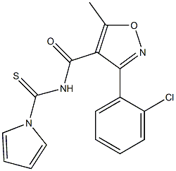 N4-tetrahydro-1H-pyrrol-1-ylcarbothioyl-3-(2-chlorophenyl)-5-methylisoxazole-4-carboxamide Struktur