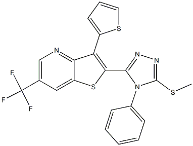 2-[5-(methylsulfanyl)-4-phenyl-4H-1,2,4-triazol-3-yl]-3-(2-thienyl)-6-(trifluoromethyl)thieno[3,2-b]pyridine Struktur