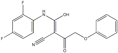 (Z)-3-(2,4-difluoroanilino)-3-hydroxy-2-(2-phenoxyacetyl)-2-propenenitrile Struktur