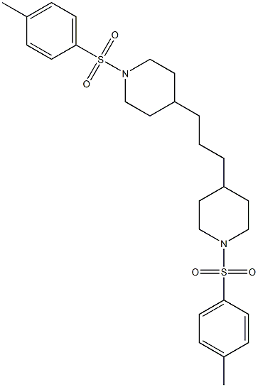 1-[(4-methylphenyl)sulfonyl]-4-(3-{1-[(4-methylphenyl)sulfonyl]-4-piperidyl}propyl)piperidine Struktur