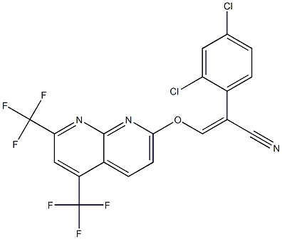 3-{[5,7-bis(trifluoromethyl)[1,8]naphthyridin-2-yl]oxy}-2-(2,4-dichlorophenyl)acrylonitrile Struktur