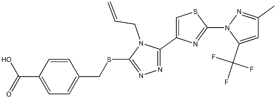 4-{[(4-allyl-5-{2-[3-methyl-5-(trifluoromethyl)-1H-pyrazol-1-yl]-1,3-thiazol-4-yl}-4H-1,2,4-triazol-3-yl)sulfanyl]methyl}benzenecarboxylic acid Struktur