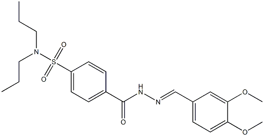 N1,N1-dipropyl-4-{[2-(3,4-dimethoxybenzylidene)hydrazino]carbonyl}benzene-1-sulfonamide Struktur