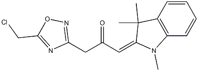 (3E)-1-[5-(chloromethyl)-1,2,4-oxadiazol-3-yl]-3-(1,3,3-trimethyl-1,3-dihydro-2H-indol-2-ylidene)acetone Struktur