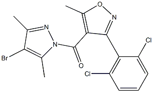 (4-bromo-3,5-dimethyl-1H-pyrazol-1-yl)[3-(2,6-dichlorophenyl)-5-methylisoxazol-4-yl]methanone Struktur