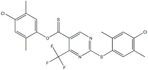 4-chloro-2,5-dimethylphenyl 2-[(4-chloro-2,5-dimethylphenyl)thio]-4-(trifluoromethyl)pyrimidine-5-carbothioate Struktur