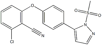 2-chloro-6-{4-[1-(methylsulfonyl)-1H-pyrazol-5-yl]phenoxy}benzonitrile Struktur