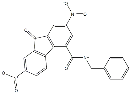 N4-benzyl-2,7-dinitro-9-oxo-9H-fluorene-4-carboxamide Struktur