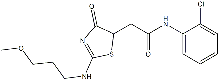 N1-(2-chlorophenyl)-2-{2-[(3-methoxypropyl)amino]-4-oxo-4,5-dihydro-1,3-thiazol-5-yl}acetamide Struktur