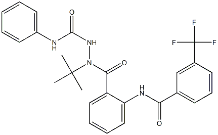 2-(tert-butyl)-N-phenyl-2-(2-{[3-(trifluoromethyl)benzoyl]amino}benzoyl)-1-hydrazinecarboxamide Struktur