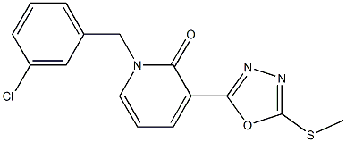 1-(3-chlorobenzyl)-3-[5-(methylsulfanyl)-1,3,4-oxadiazol-2-yl]-2(1H)-pyridinone Struktur