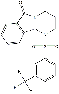 1-{[3-(trifluoromethyl)phenyl]sulfonyl}-1,2,3,4,6,10b-hexahydropyrimido[2,1-a]isoindol-6-one Struktur