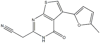 [5-(5-methyl-2-furyl)-4-oxo-3,4-dihydrothieno[2,3-d]pyrimidin-2-yl]acetonitrile Struktur