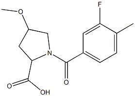 1-(3-fluoro-4-methylbenzoyl)-4-methoxypyrrolidine-2-carboxylic acid Struktur