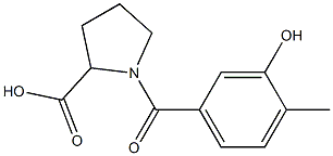 1-(3-hydroxy-4-methylbenzoyl)pyrrolidine-2-carboxylic acid Struktur