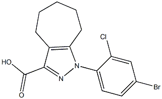 1-(4-bromo-2-chlorophenyl)-1,4,5,6,7,8-hexahydrocyclohepta[c]pyrazole-3-carboxylic acid Struktur