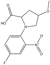 1-(4-fluoro-2-nitrophenyl)-4-methoxypyrrolidine-2-carboxylic acid Struktur