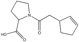 1-(cyclopent-2-en-1-ylacetyl)pyrrolidine-2-carboxylic acid Struktur